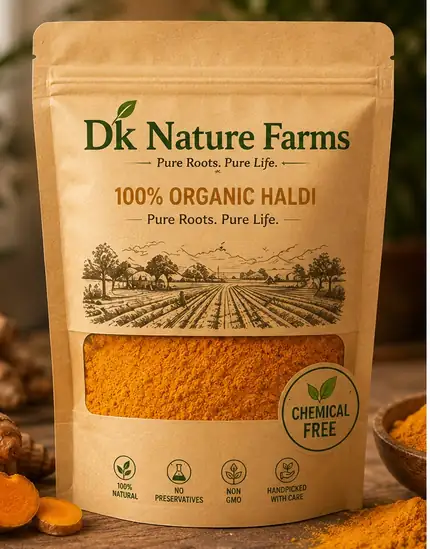 DK Nature Farms 100% organic haldi powder pouch