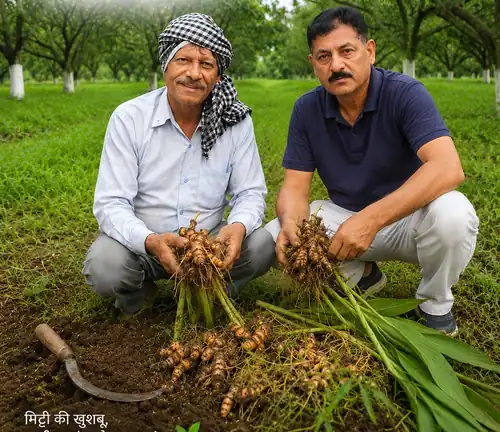 Our elders with the turmeric harvest